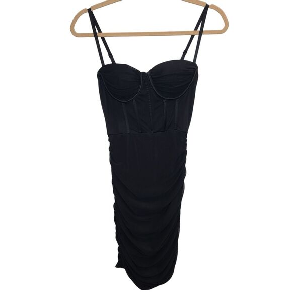 NWT Linlan Women's Black Sleeveless Ruched Corset Bodycon Mini Cocktail Dress XS - Picture 4 of 16